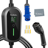 Coolladen 7.4KW kannettava sähköautonlaturi 1-vaihe 32A Type 2 sähköajoneuvon laturi, 8H ajastettu lataus,4-tasoinen säädettävän virran latausasema CEE-pistokkeella
