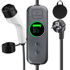Coolladen 3.5kW Portable EV Charger | 16A Schuko to Type 2 mobile wallbox | Adjustable Current | Precision 1-12H Timed Charging & Delay