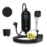 Bærbar EV-lader 3,6 kW fra Coolladen – Type 2 til Schuko-plugg, justerbar 16A – smart kontrollboks med LED-display og tidsstyrt lading