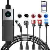 Coolladen Mobile Wallbox WiFi sovelluksella, lataus jopa 22kW, EV laturi tyyppi 2, 5M kaapeli, kosketusnäyttö, säädettävä virtakoko Schuko 16A/CEE 32A punainen/CEE 16A punainen/CEE 32A sininen/Type 2 pistorasialla