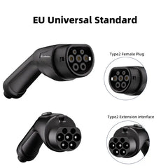 Coolladen Type2 EV-ladeforlengelseskabel for 3,5 kW 7 kW 11 kW 22 kW 7 m kabel med veske