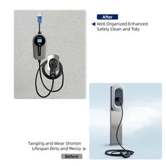 EV-laturiteline tyypin 2 laturille, joka on valmistettu kestävästä materiaalista Sähköauton seinäkiinnityspistoke Latauskaapelin pidike Järjestäjä kaikkiin sääolosuhteisiin Sähköajoneuvojen latausaseman tarvikkeet