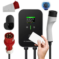 Type 2 22 kW eller 11 kW hjemmeladestasjon veggboks 5 m ladekabel med ladeholder CEE 3-faseplugg for alle elbiler og hybridbiler