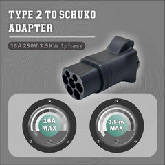 Adapter wtyczki typu 2 do gniazda Schuko 16A, 16A 1-fazowy adapter EV do zasilania ze stacji ładowania EV