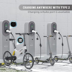 Adapterityyppi 2 Schuko Electric Car Charger Plug -liittimeen, 16 A, 0,5/4 m. Helppo lataus latausasemilla / seinälaatikoilla, 230 V laturien käyttö sähköpyörälle, sähköskootterille, moottoripyörälle, IP55