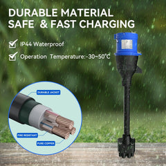 3-nastainen sininen CEE-sovitin Tesla Gen 2 -mobiililaturille, kannettavan sähköauton laturin jatkojohto 240 V:n pistorasiaan 32 A, yhteensopiva Tesla Model 3/S/X/Y