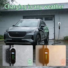 Coolladen 3.6kW Portable EV Charger | Type 2 to Schuko Plug | 16A Adjustable Current | 1-12H Delayed Charging | 5m/10m Cable