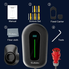 Coolladen 11kW veggmonterings Smart App Type2 EL-lader 400V 16A, justerbar strøm hjemme EL-ladestasjon for elektriske kjøretøy EVSE