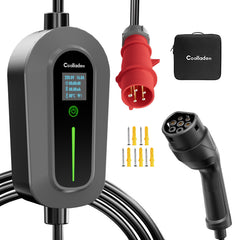 Coolladen charging cable type 2 CEE plug Mobile Wallbox 11 kW [3-phase|6/11m|6-16A] with adjustable charging power, charging station and EV charger for ID.3/4/5, e-up, e-tron, Zoe and other EV