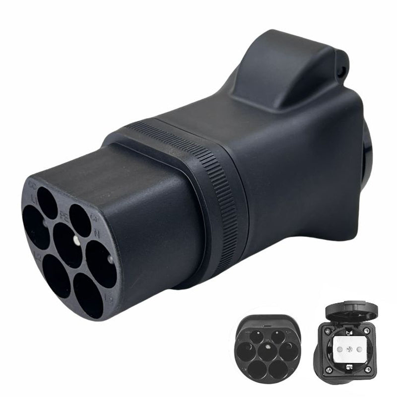 Type2 plug to 16A Schuko socket adapter, 16A 1 phase EV adapter to get power from the EV charging station