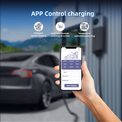 Coolladen Mobile Wallbox WiFi With APP, Charging Up To 11kW, EV Charger Type 2, 5M Cable, Touchscreen Display, Adjustable Current Size With Schuko 16A/CEE 16A Red
