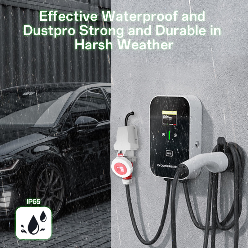 EV Charger Smart 11~22kW Home Charging Station, Wallbox 5m Charging Cable With Charger Holder, CEE 3-Phase Plug For All EVs And PHEVs