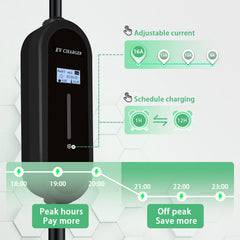 Coolladen 3.6kW Portable EV Charger | Type 2 to Schuko Plug | 16A Adjustable Current | 1-12H Delayed Charging | 5m/10m Cable