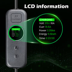 Coolladen 3.5kW Portable EV Charger | 16A Schuko to Type 2 mobile wallbox  | Adjustable Current | Precision 1-12H Timed Charging & Delay