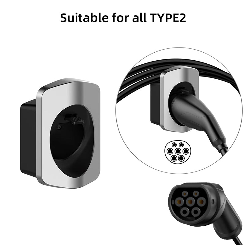 EV Charger Holder for Type 2 Charger Made of Robust Material Electric Car Wall Mount Plug Charging Cable Holder Organiser for All Weather Conditions Electric Vehicle Charging Station Accessories