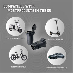 Type2 plug to 16A Schuko socket adapter, 16A 1 phase EV adapter to get power from the EV charging station