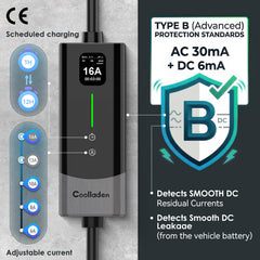 Coolladen Smart 11kW EV Charger APP & WIFI | 3-Phase 16A CEE Charging cable |Type B RCD Safety