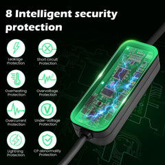 Coolladen 3.5kW Portable EV Charger | 16A Schuko to Type 2 mobile wallbox  | Adjustable Current | Precision 1-12H Timed Charging & Delay