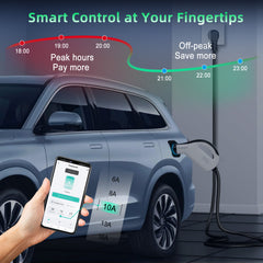 Portable EV Charger Type 2, 3.5kW 16A Charging Cable, CEE Plug, Smart APP Control, Adjustable Current, Waterproof, 3m/5m/10m Cord – Compatible with All EV Model Y / 3 / S/X, ID.4, ID.5, i4