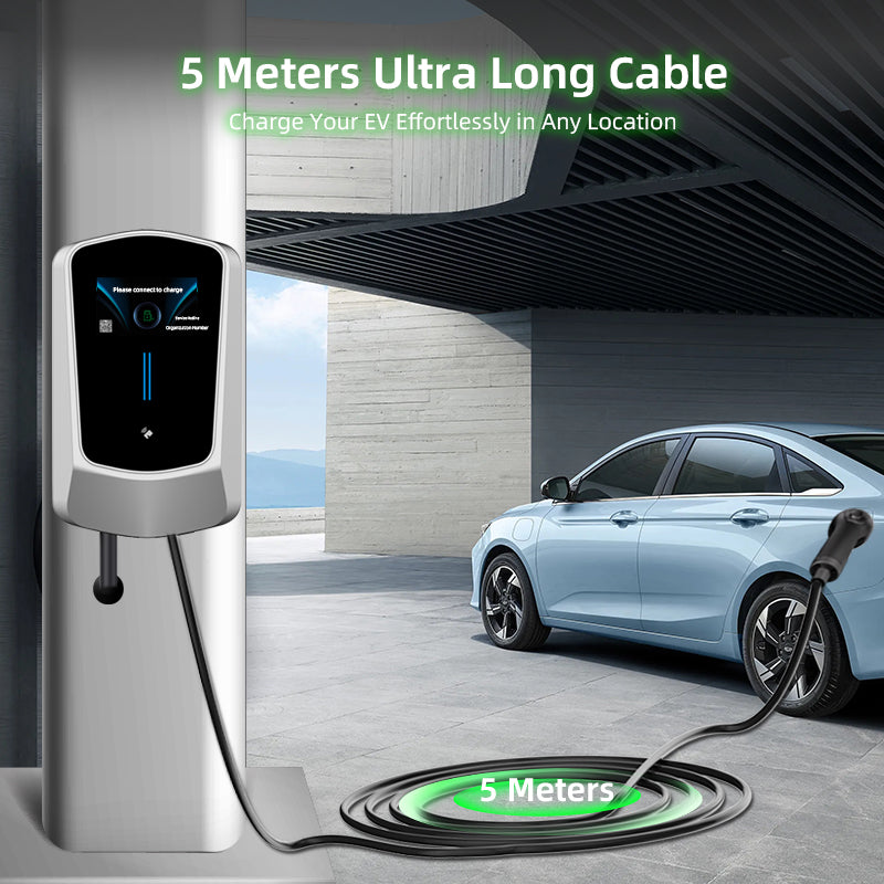 Coolladen EV charger Smart APP with 16A Type 2 11kW home charging station 400V CE & TÜV wallbox 5m charging cable with charger holder app control CEE 3-phase plug for all EVs and PHEVs