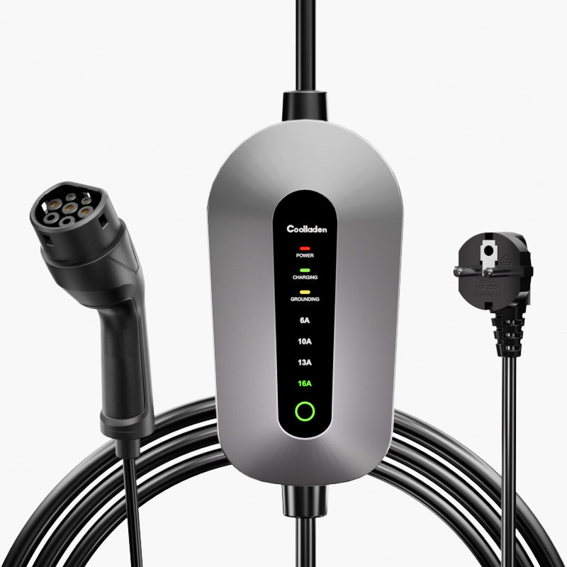 Coolladen Type 2 EV Charging Cable for Electric Vehicle 3.5KW 16A with Schuko 2-Pin plug, Portable Electric Car charger for EVs and PHEVs