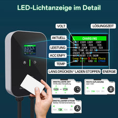 Type 2 22kW or 11kW home charging station wallbox 5 m charging cable with charger holder CEE 3-phase plug for all EVs and PHEVs