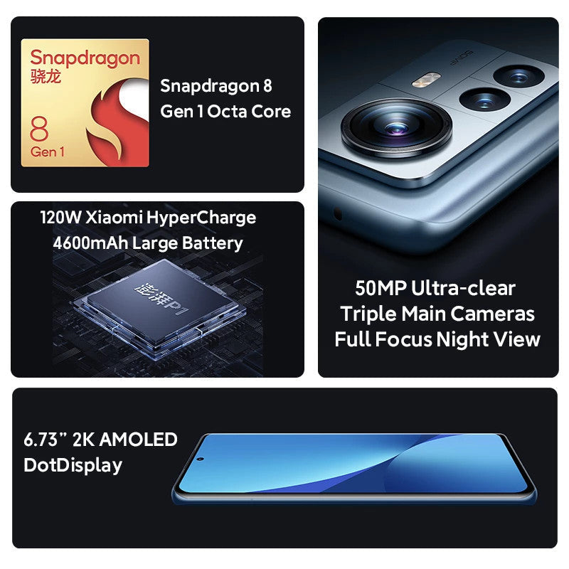 Nuovo Xiaomi Mi 12 Pro 8GB+256GB 5G Smartphone Snapdragon®8 Gen 1 120Hz AMOLED Display da 120W Hypercharge NFC 50mp Superwide Camera