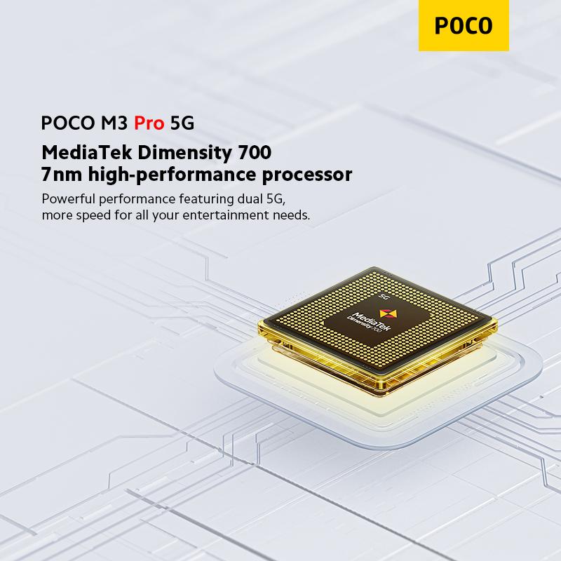 POCO M3 Pro Smartphone Dual 5G - 6GB RAM 128GB ROM -EU Versão Medicityk Dimensividade 700, 6,5 polegadas 90 Hz FHD + Tela de exibição de pontos, bateria 5000 mAh (Tipo), 48 MP Ai Triple