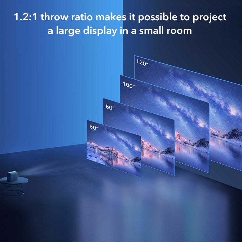 XIAOMI MI SMART Projector 2 Android TV ™ Dual Surround Sound og Dolby®Decoding Auto-Keystone Correction-EU-version