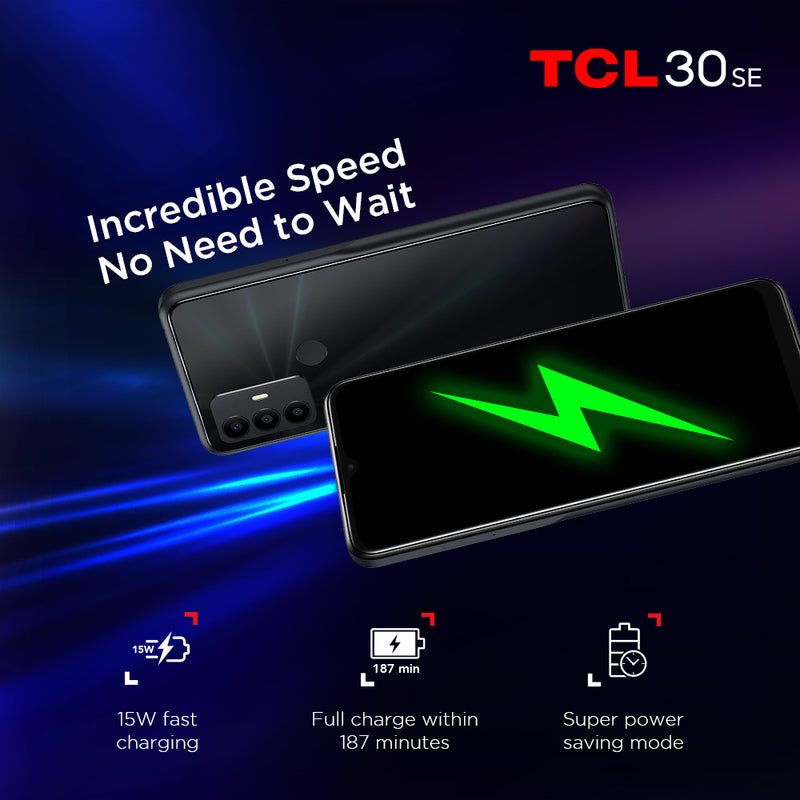 TCL 30 SE Smartphone 4 + 64 Go 6.52 pouces IPS écran LCD triple caméra arrière OCTA-CORE CPU, batterie de 5000 mAh Version de l'UE